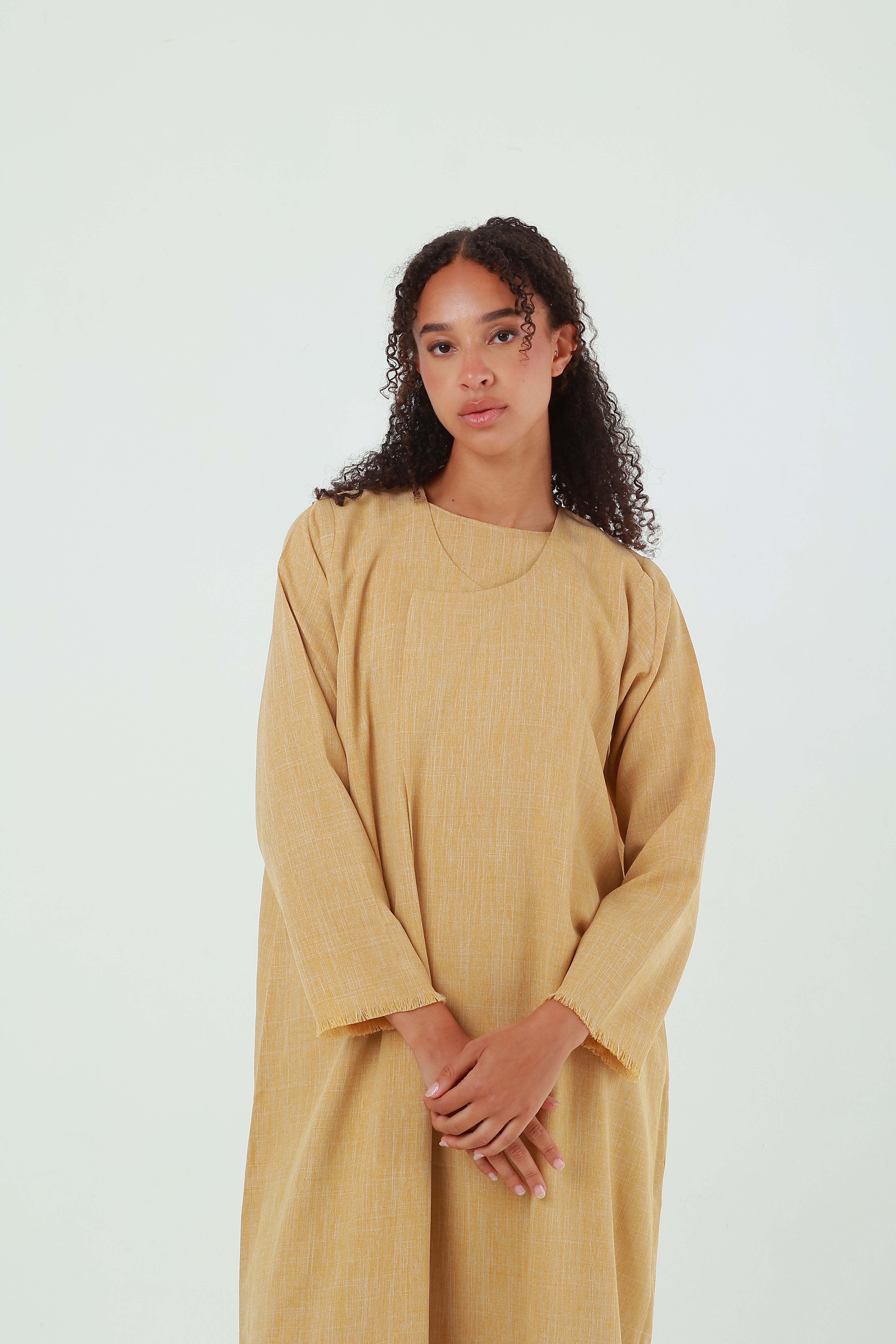 LINEN YELLOW ABAYA