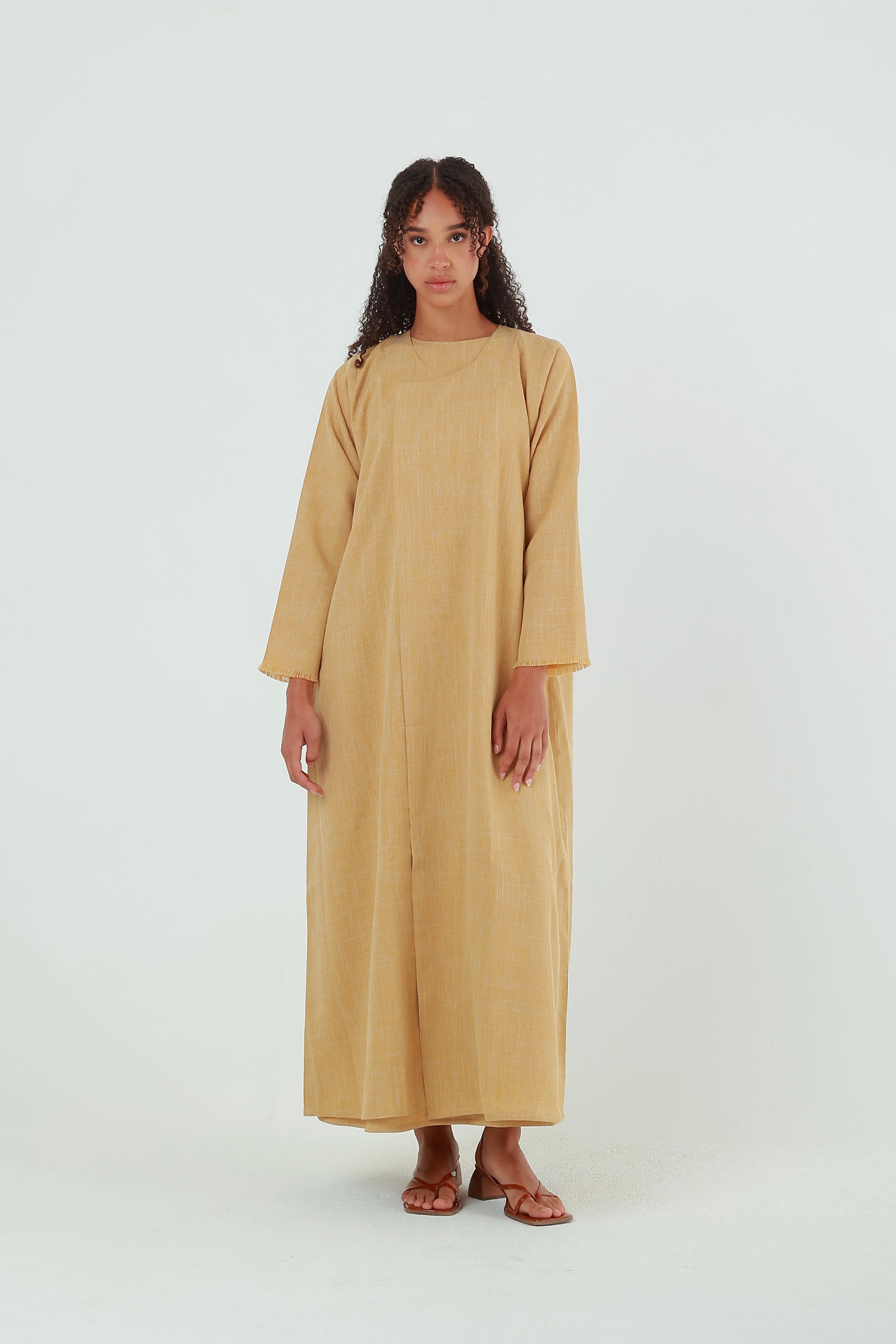 LINEN YELLOW ABAYA