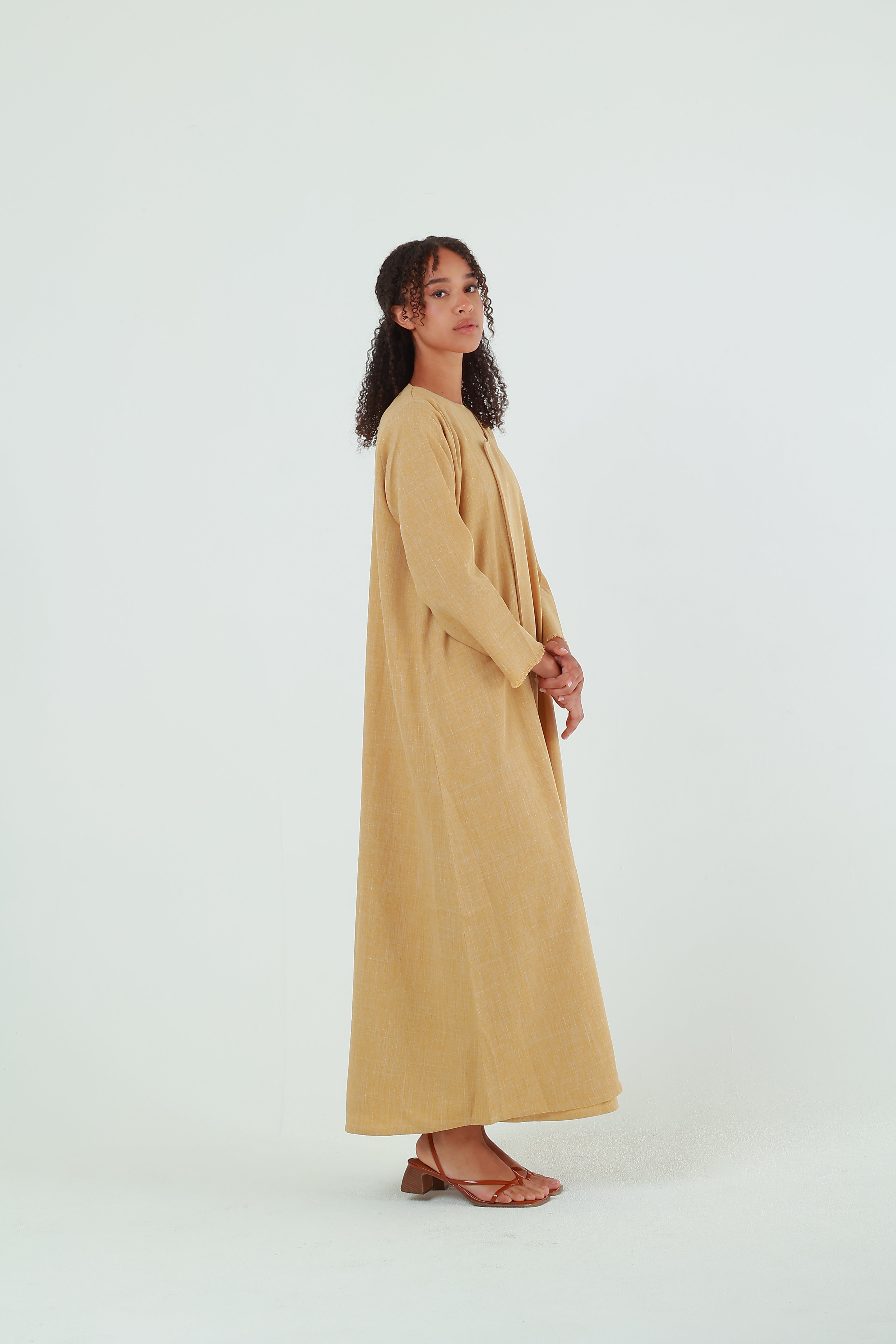 LINEN YELLOW ABAYA