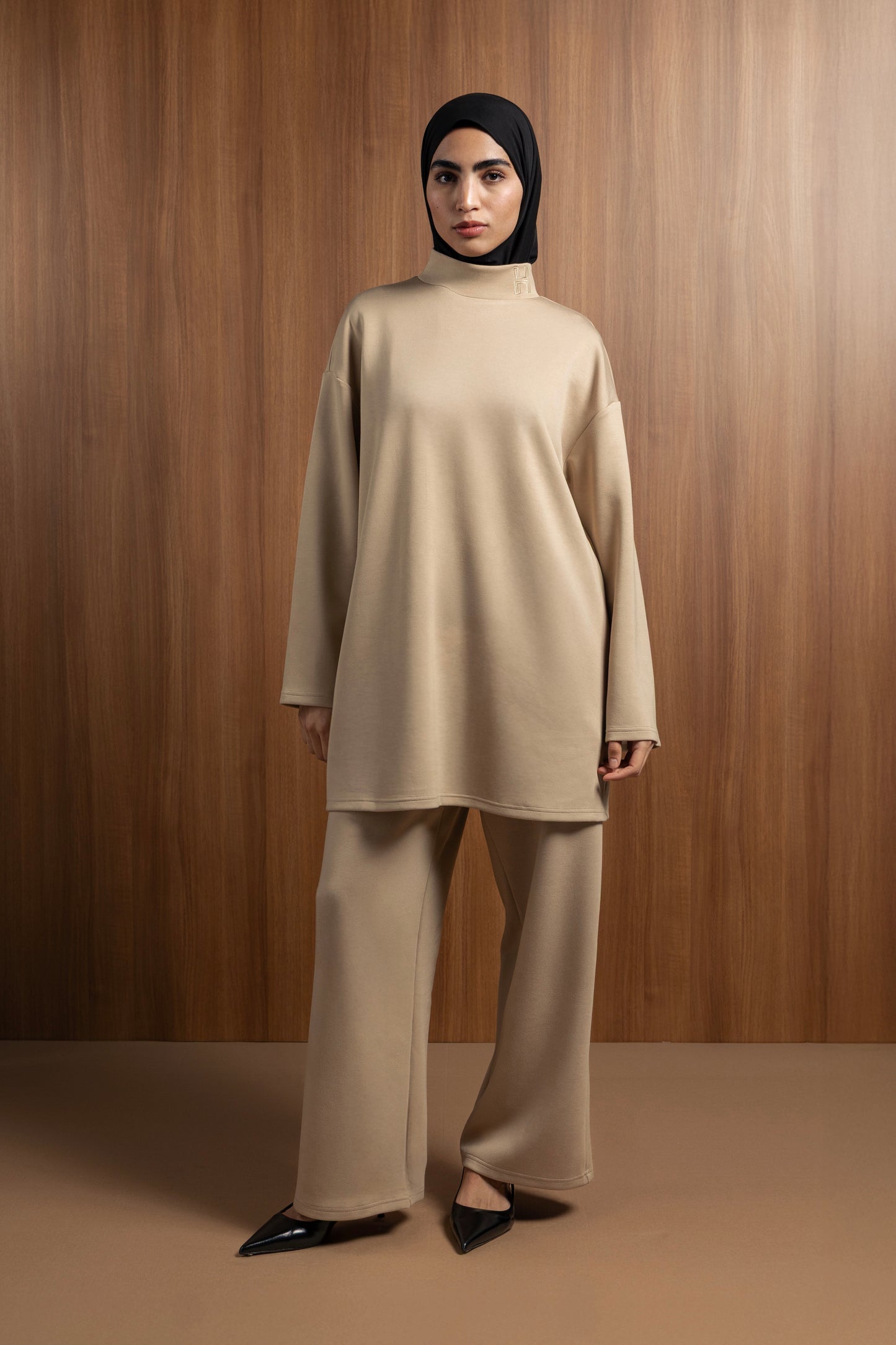 High neck jersey top