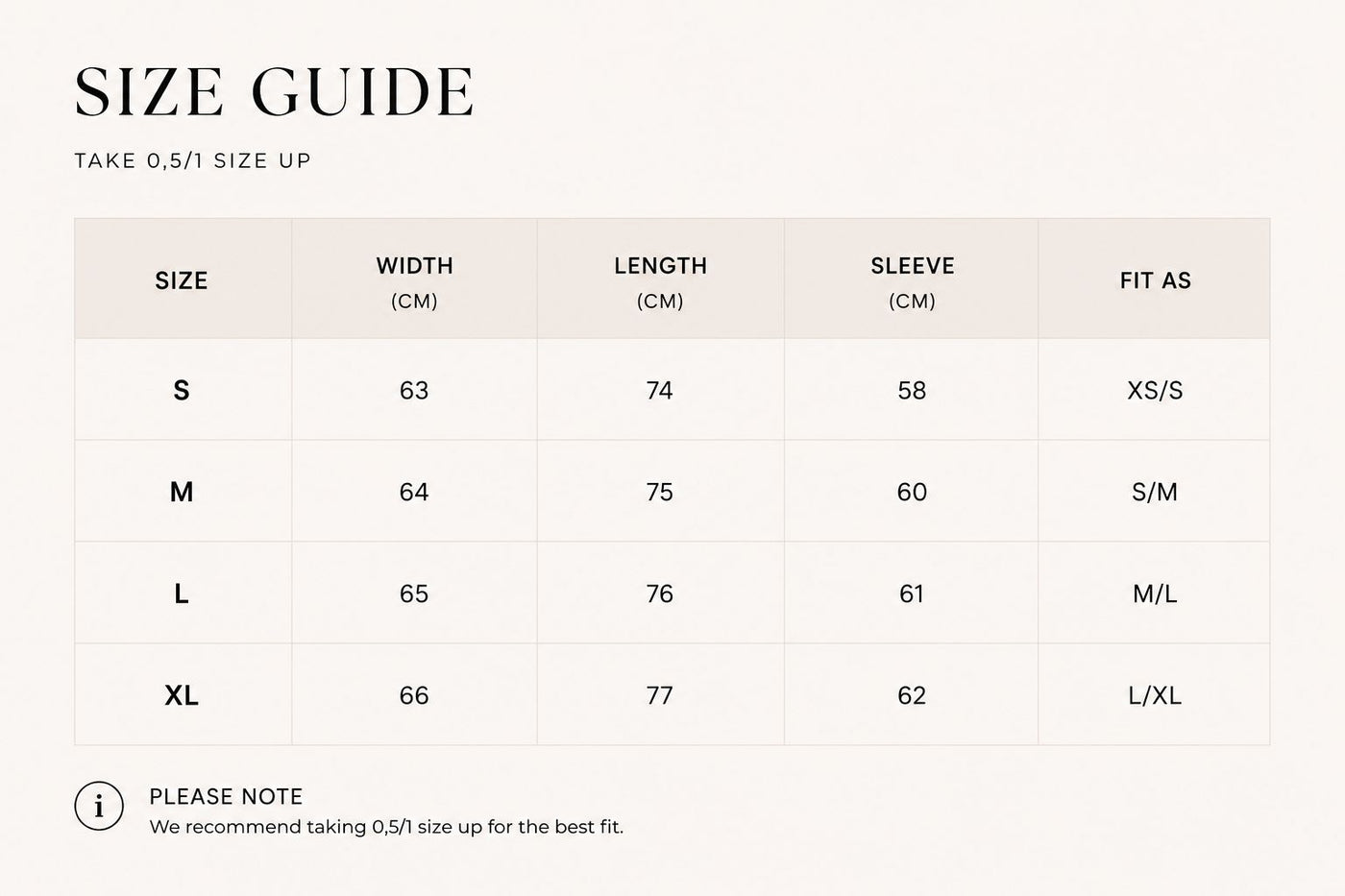 SIZE CHART